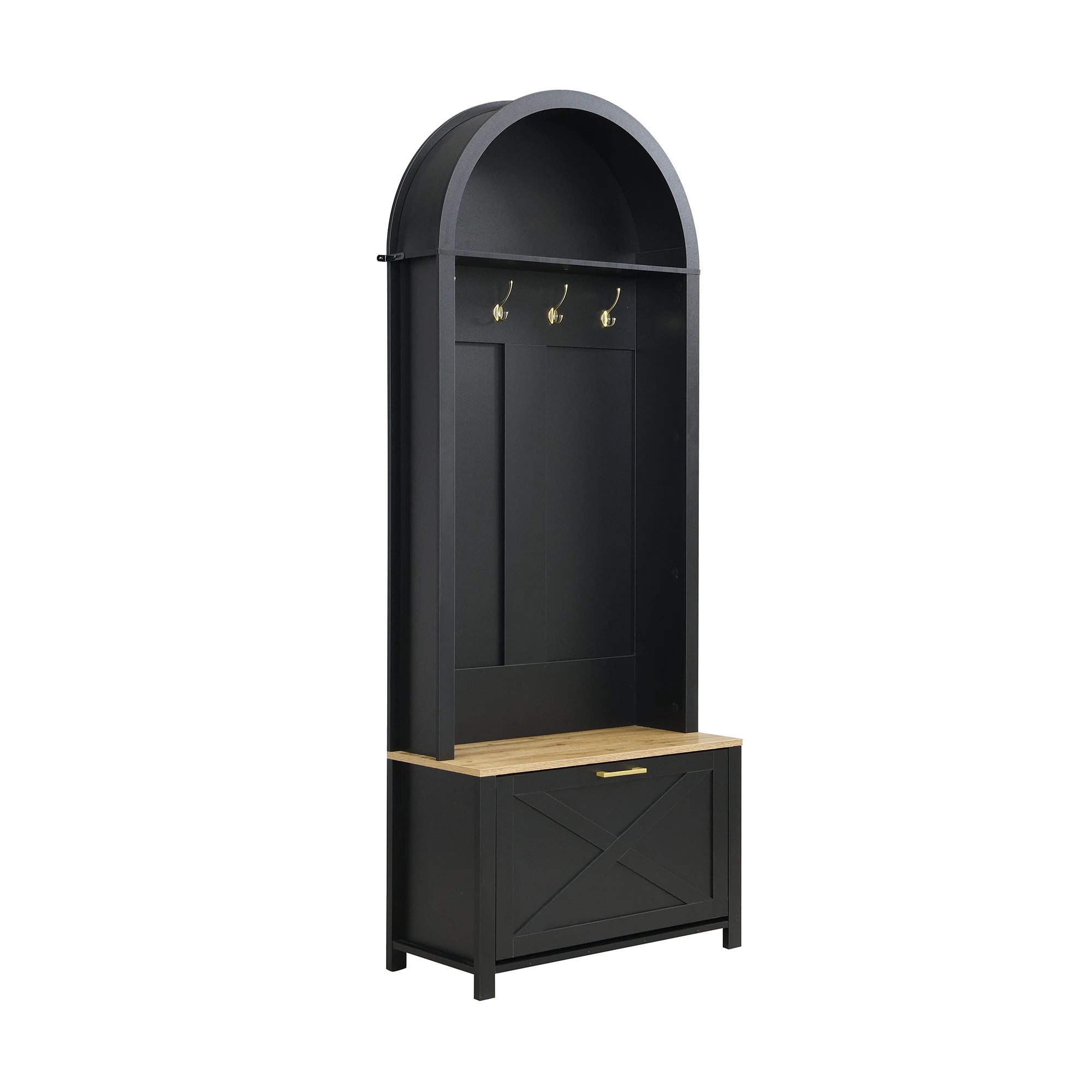 Porte manteau noir moderne avec commode à chaussures