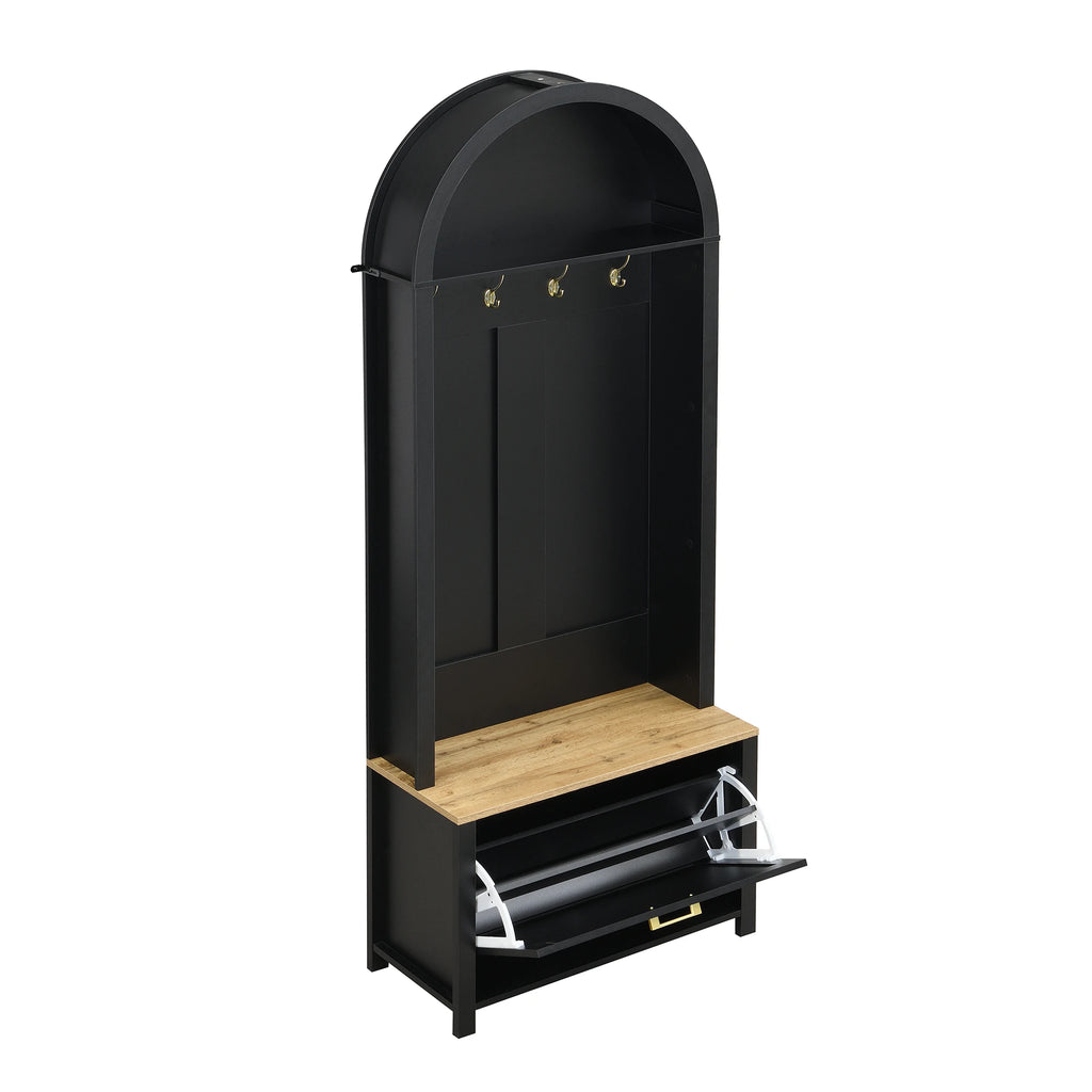 Porte manteau noir moderne avec commode à chaussures