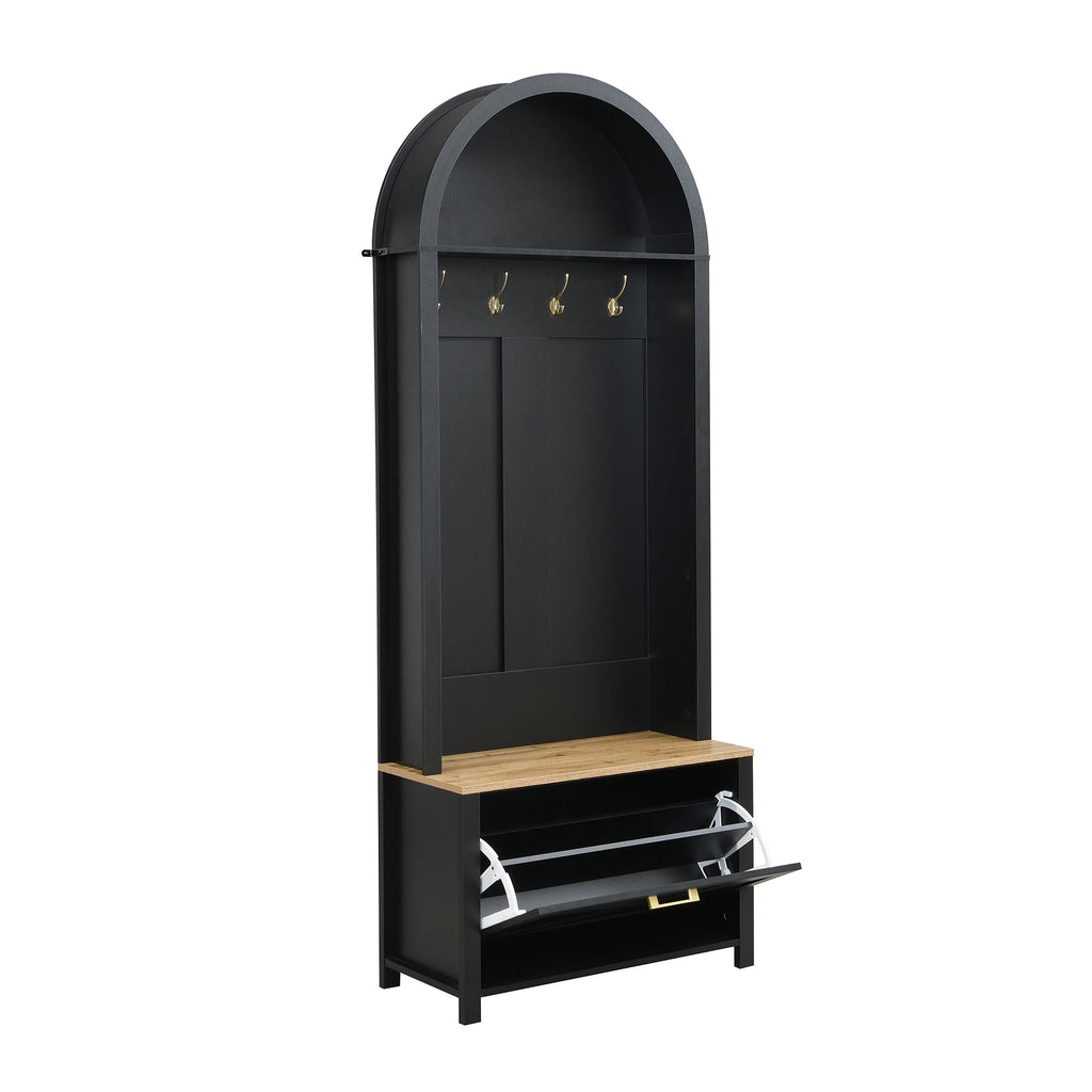 Porte manteau noir moderne avec commode à chaussures