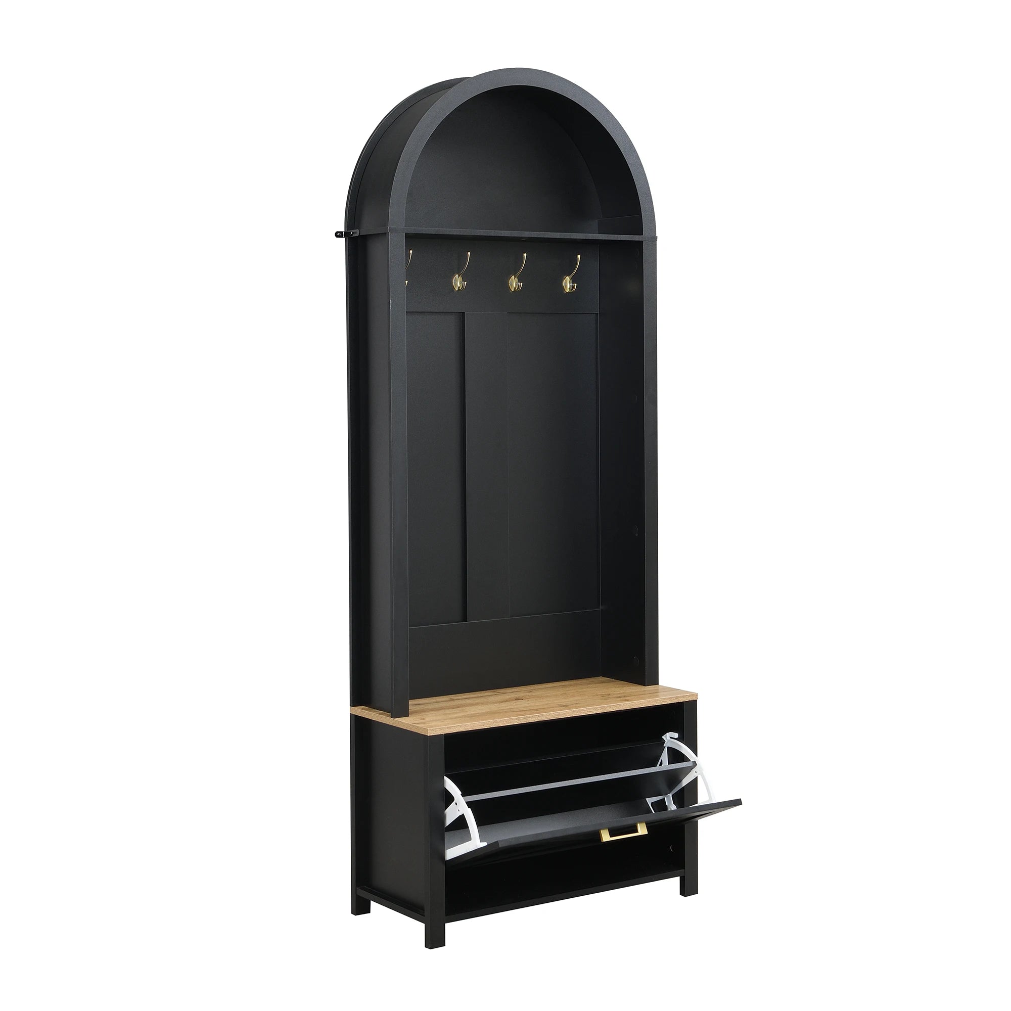 Porte manteau noir moderne avec commode à chaussures
