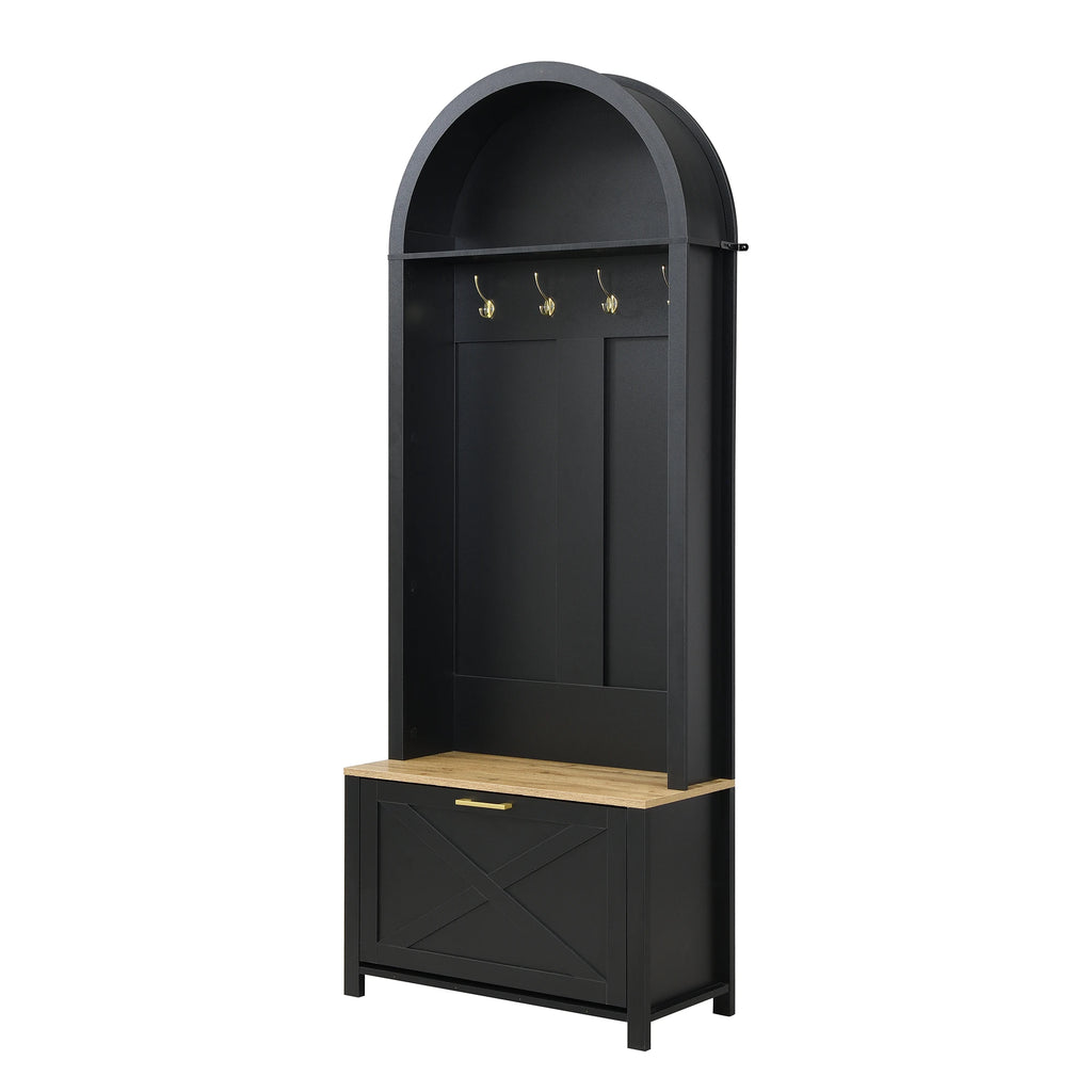 Porte manteau noir moderne avec commode à chaussures