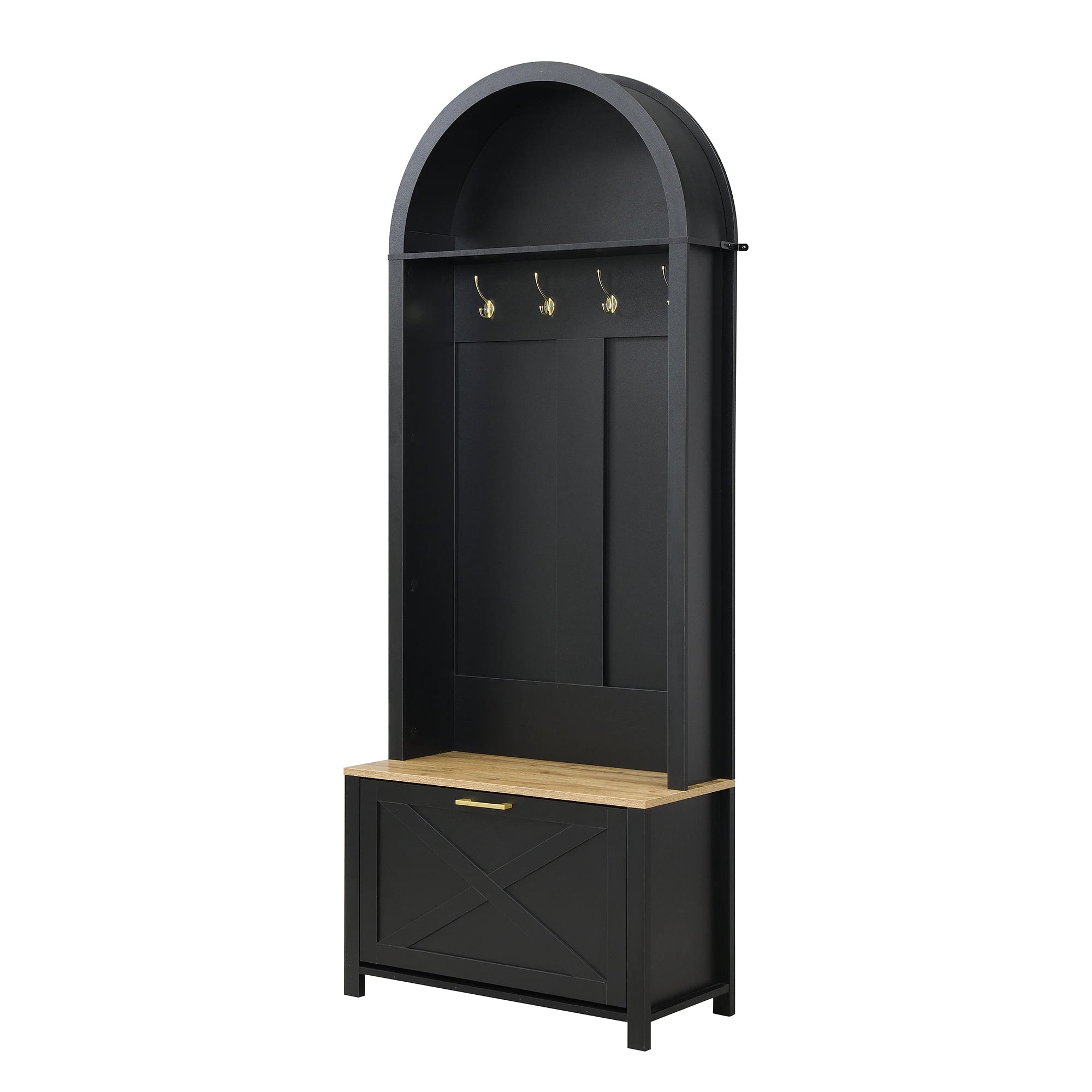 Porte manteau noir moderne avec commode à chaussures