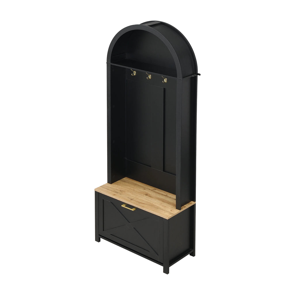 Porte manteau noir moderne avec commode à chaussures