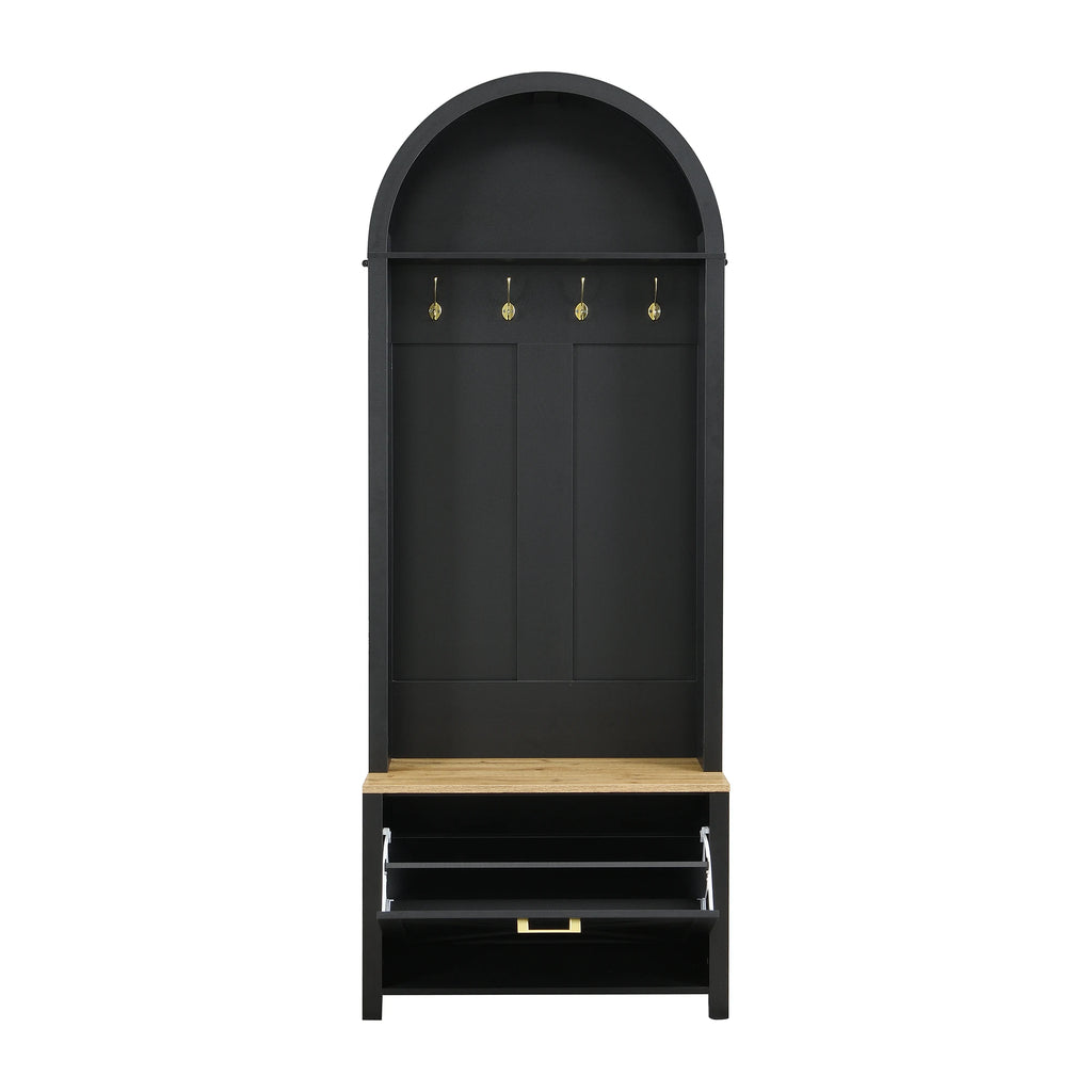 Porte manteau noir moderne avec commode à chaussures