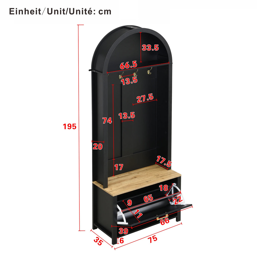 Porte manteau noir moderne avec commode à chaussures