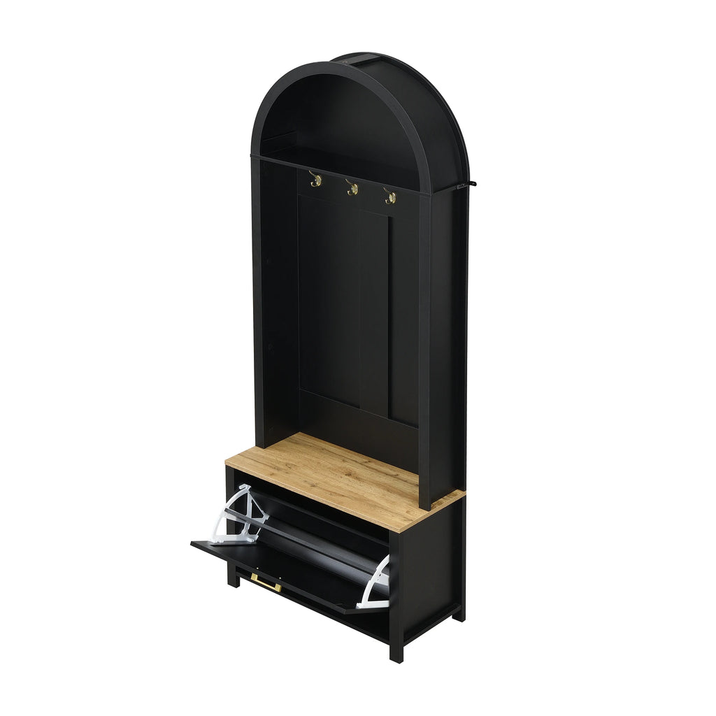 Porte manteau noir moderne avec commode à chaussures