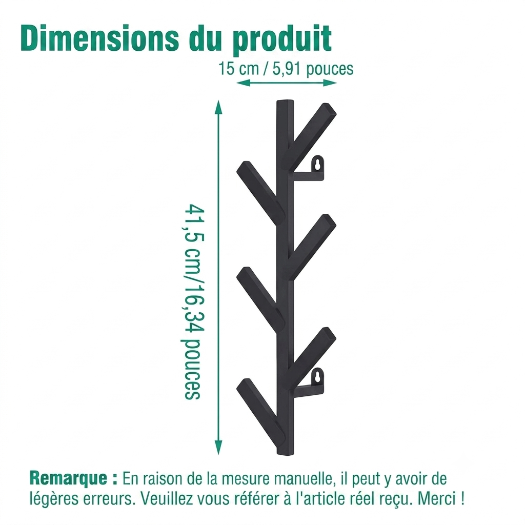 Porte manteau arbre mural en métal