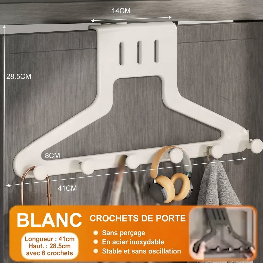 Porte manteau salle de bain 6 crochets installation rapide