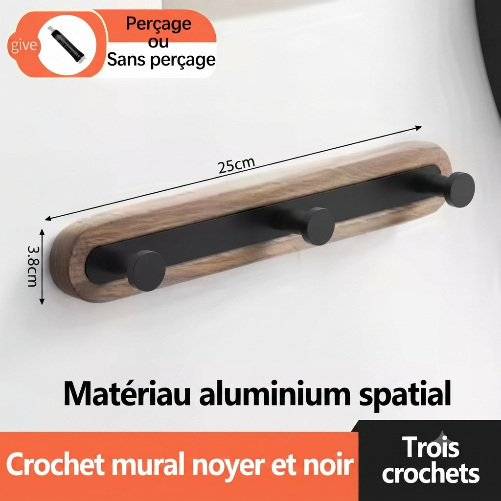 Porte manteau entrée bois et métal noir design contemporain