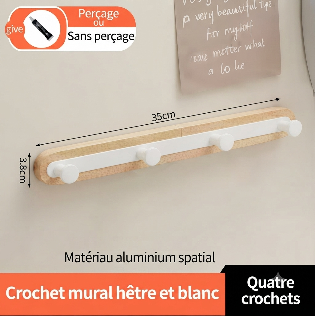 Porte manteau entrée bois et métal noir design contemporain