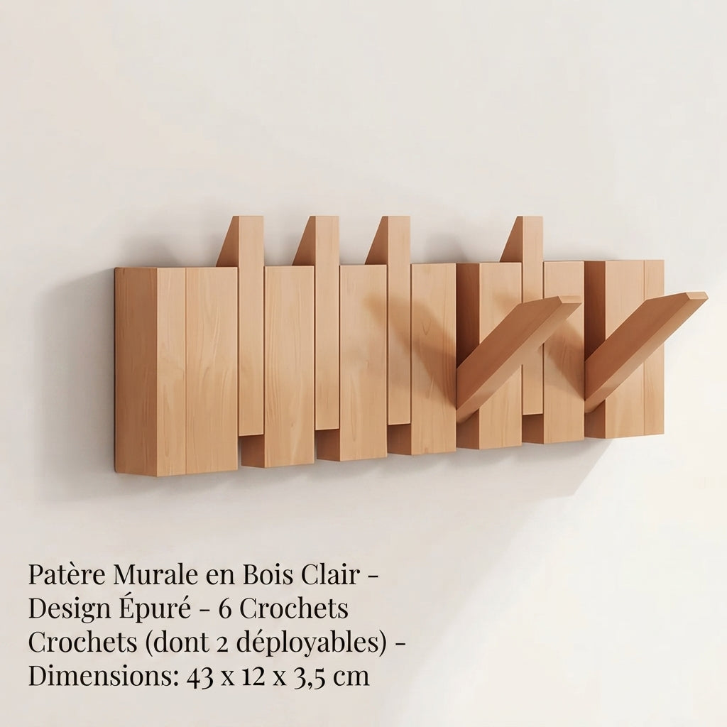 Porte manteau mural en bois design piano