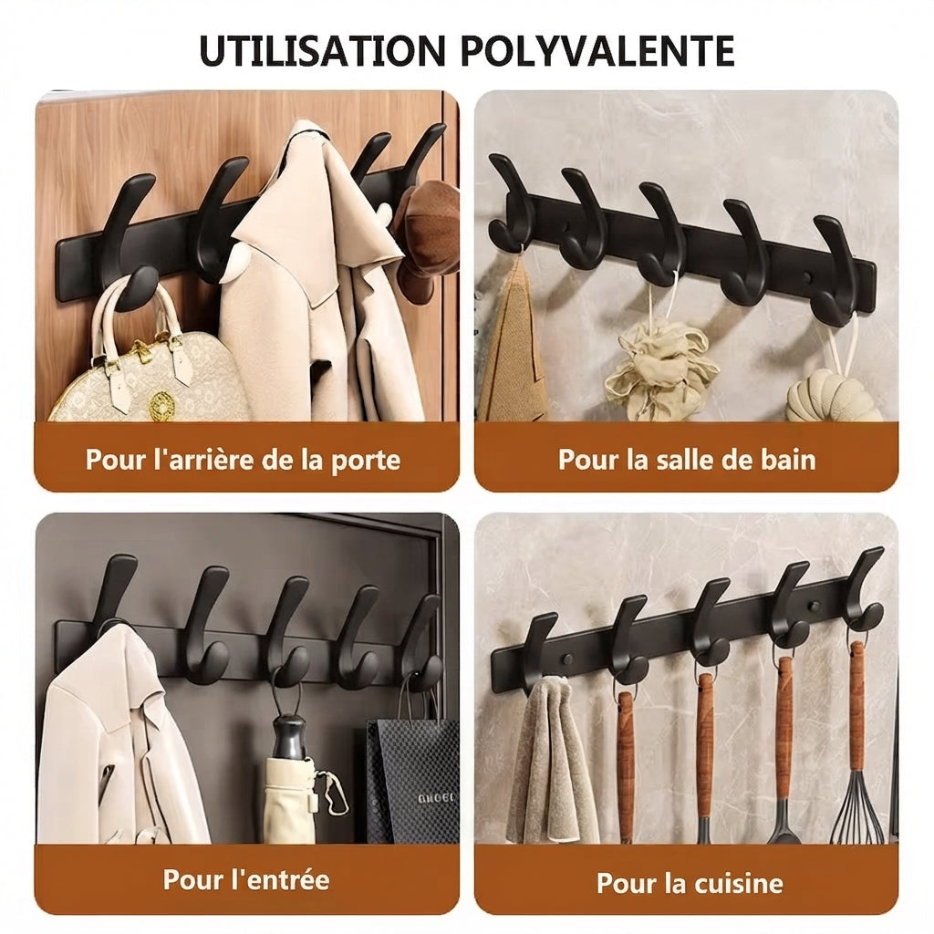 Porte manteau salle de bain métal crochets arrondis