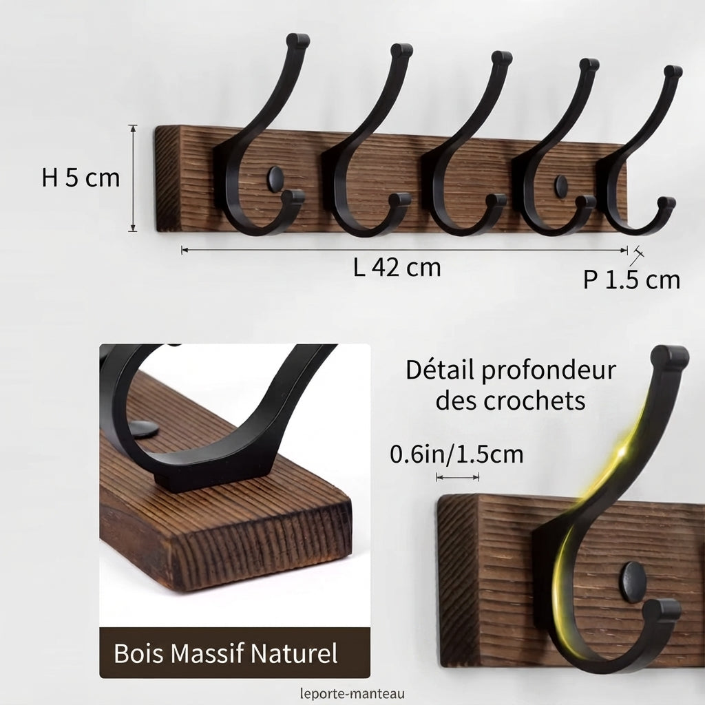 Porte manteau crochets en métal noir