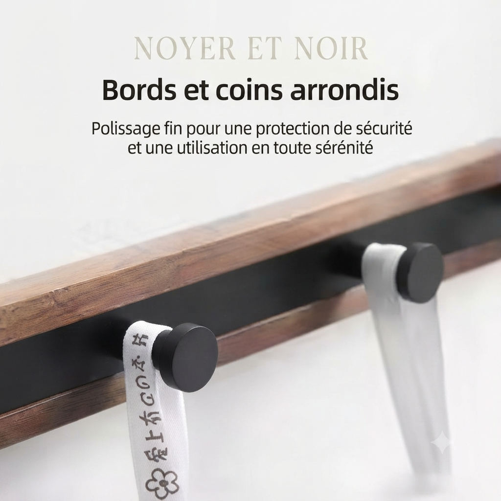 Porte manteau entrée bois et métal noir design contemporain