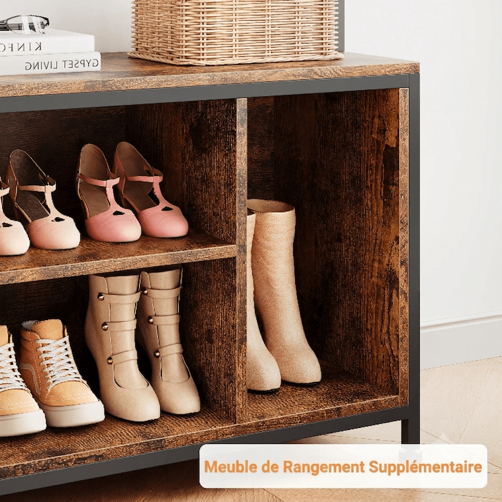 Rangement supplémentaire bas du porte manteau industriel avec deux étagères pour chaussures