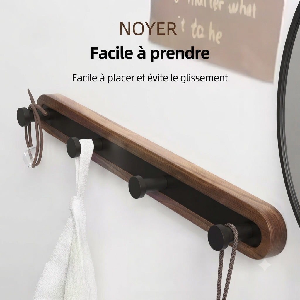 Porte manteau entrée bois et métal noir design contemporain