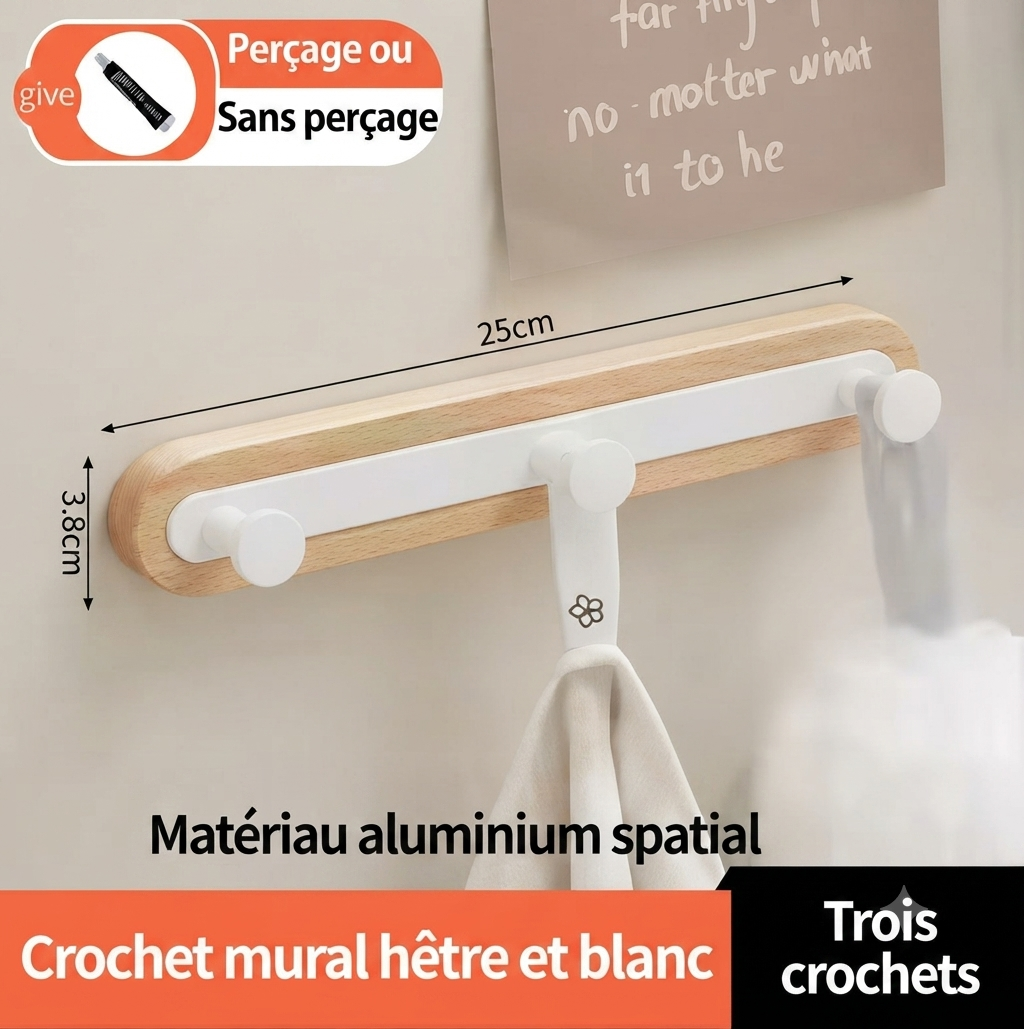 Porte manteau entrée bois et métal noir design contemporain