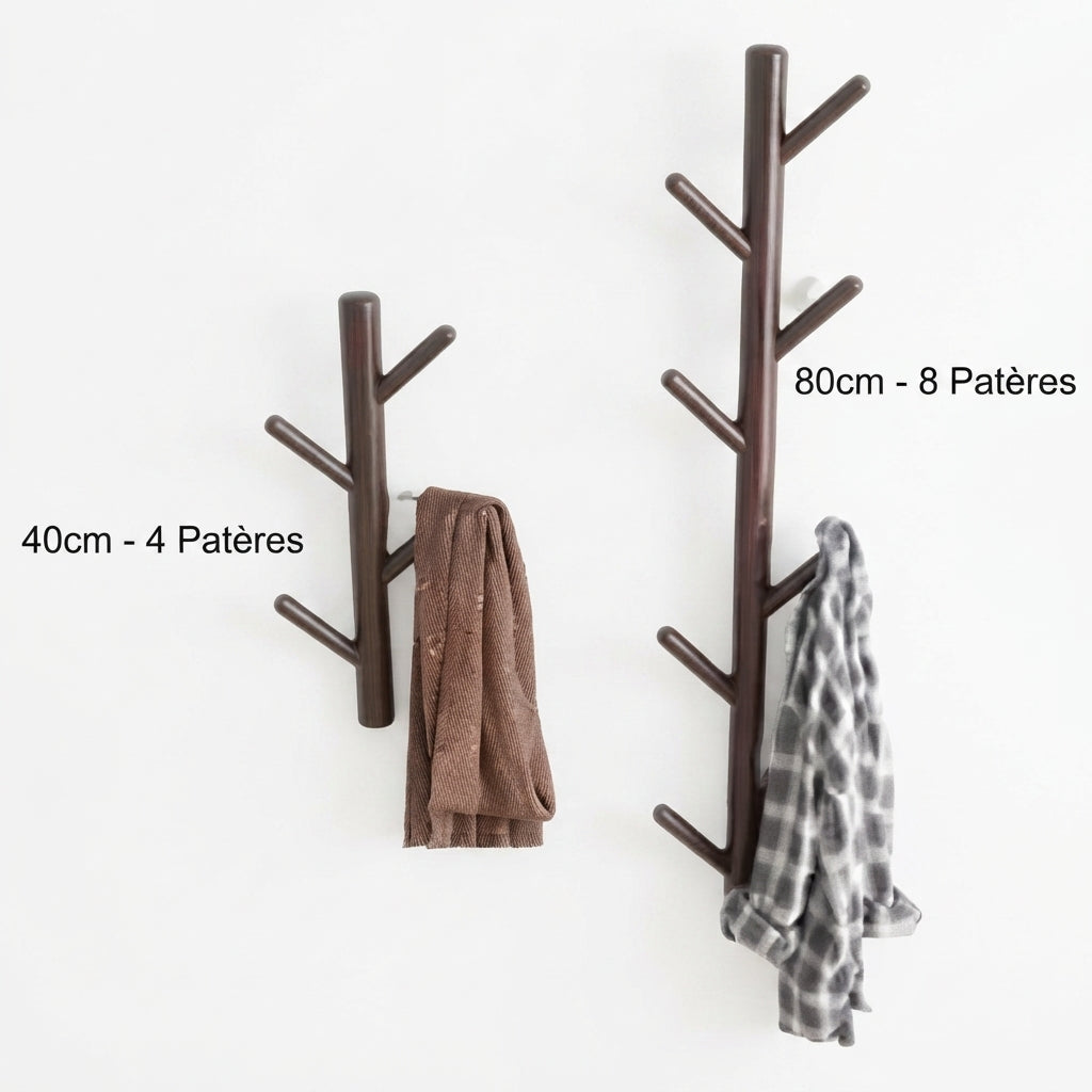Porte manteau mural en bois clair branche d'arbre