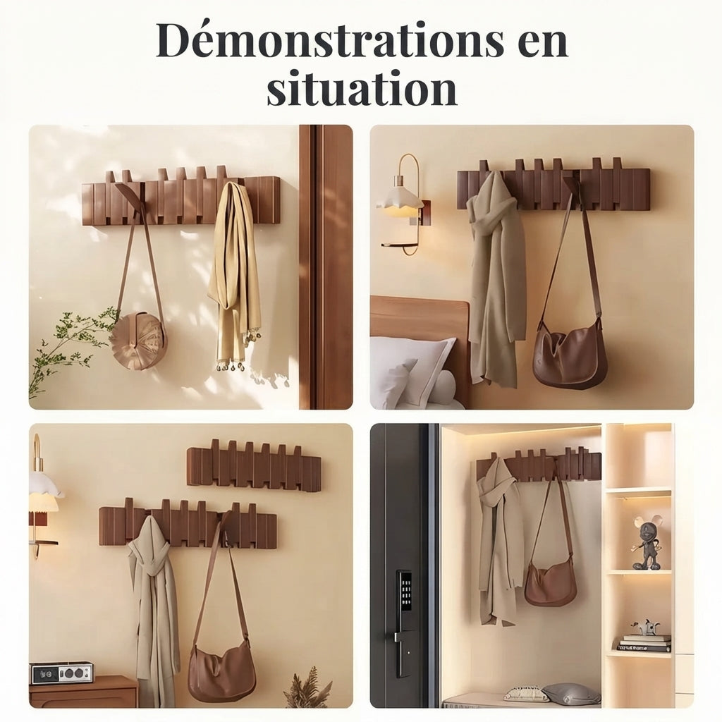 Porte manteau mural en bois design piano