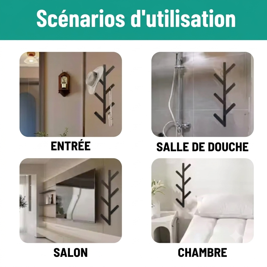 Porte manteau arbre mural en métal