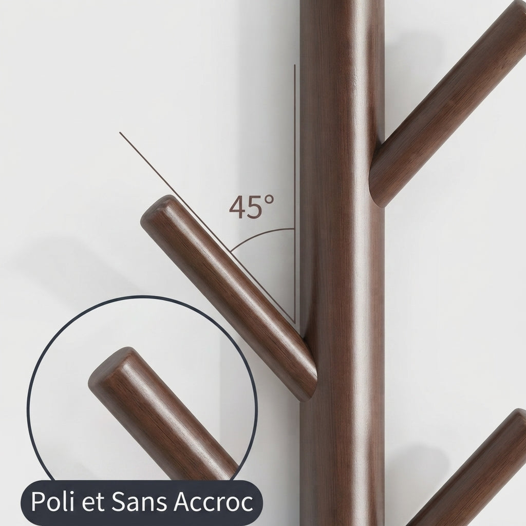 Porte manteau mural en bois clair branche d'arbre