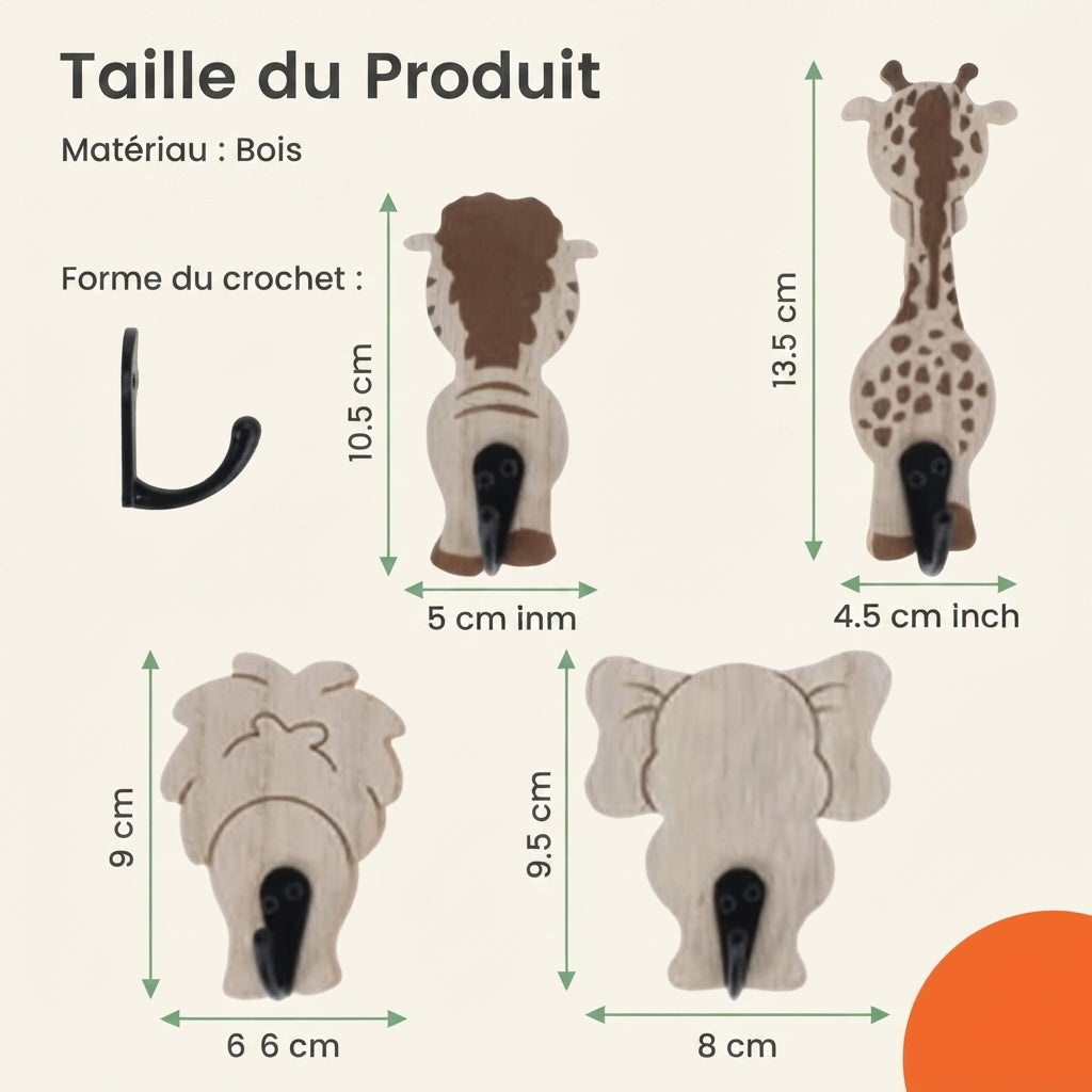 Porte manteau mural en bois à motifs pour enfants