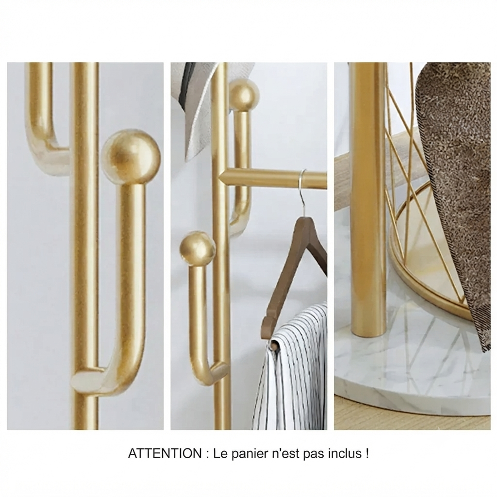 Porte manteau cactus doré chic
