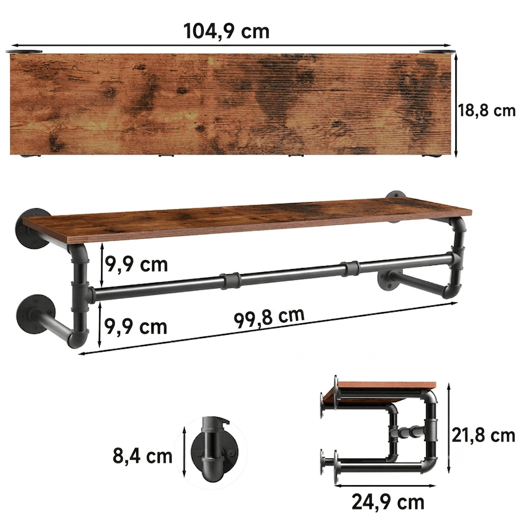 Porte manteau industriel bois et métal