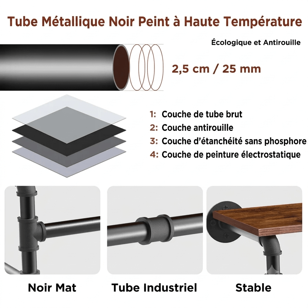 Porte manteau industriel bois et métal