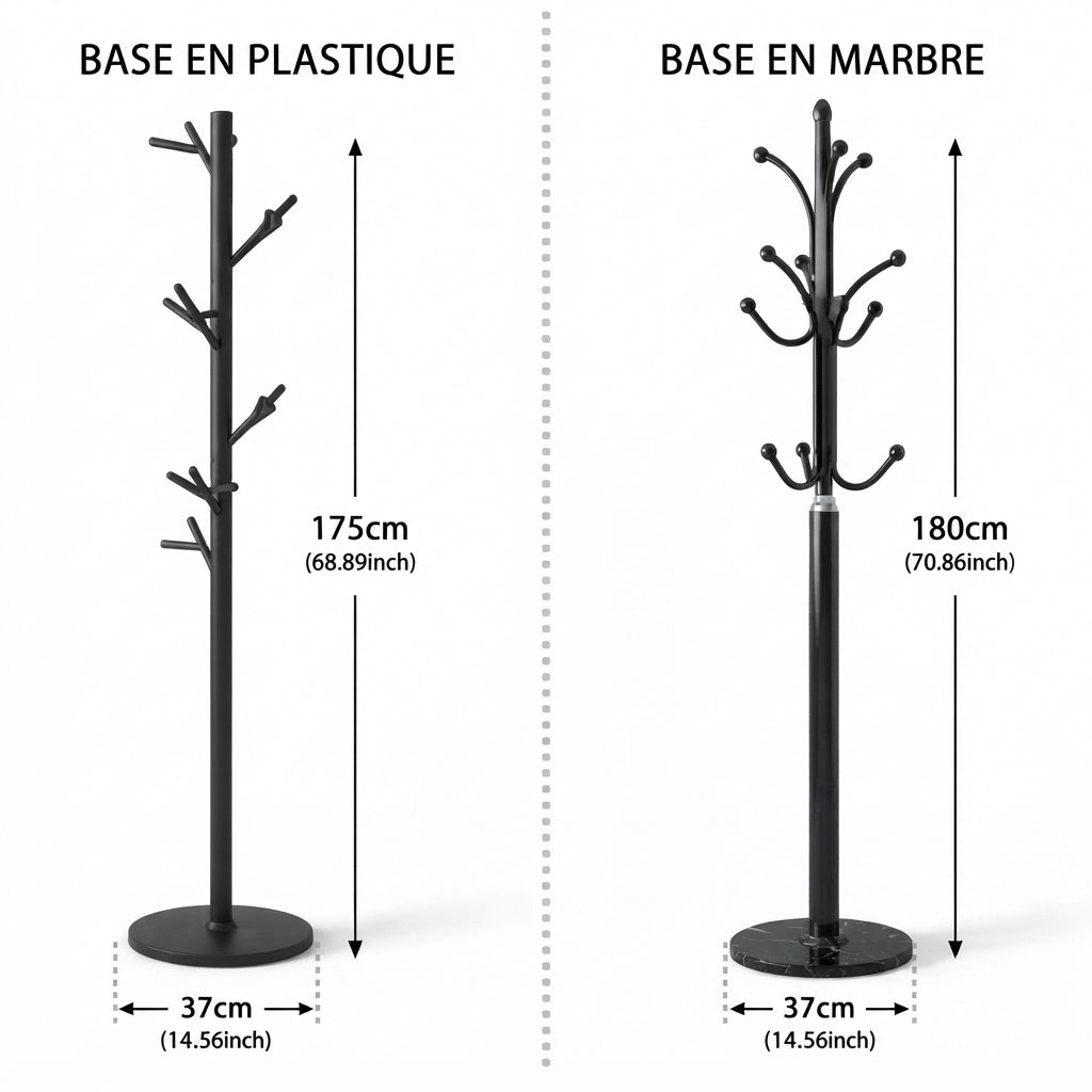 Porte manteau perroquet plusieurs crochets et base en marbre