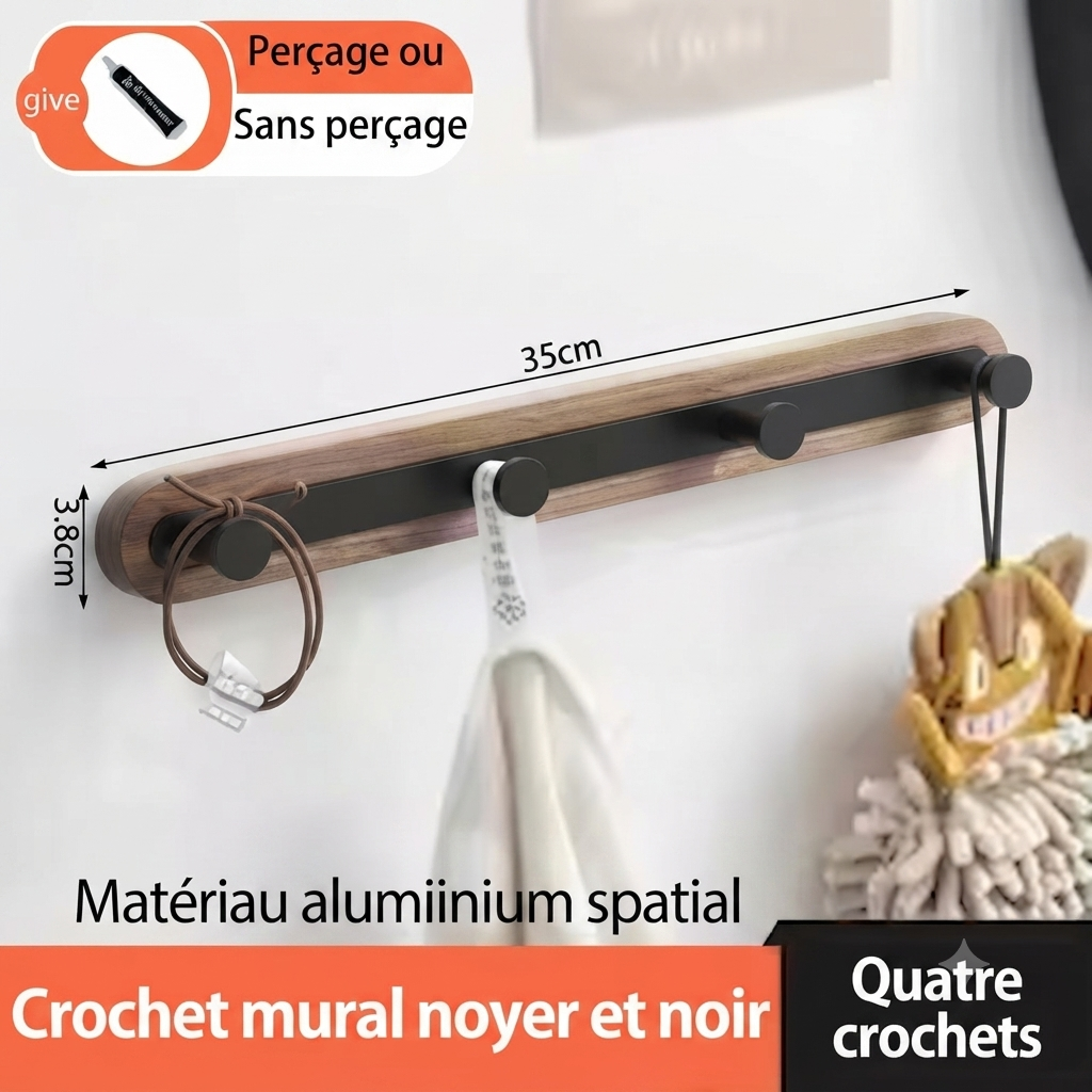 Porte manteau entrée bois et métal noir design contemporain