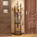 Porte-manteau bois massif entryway avec écharpe et chapeau