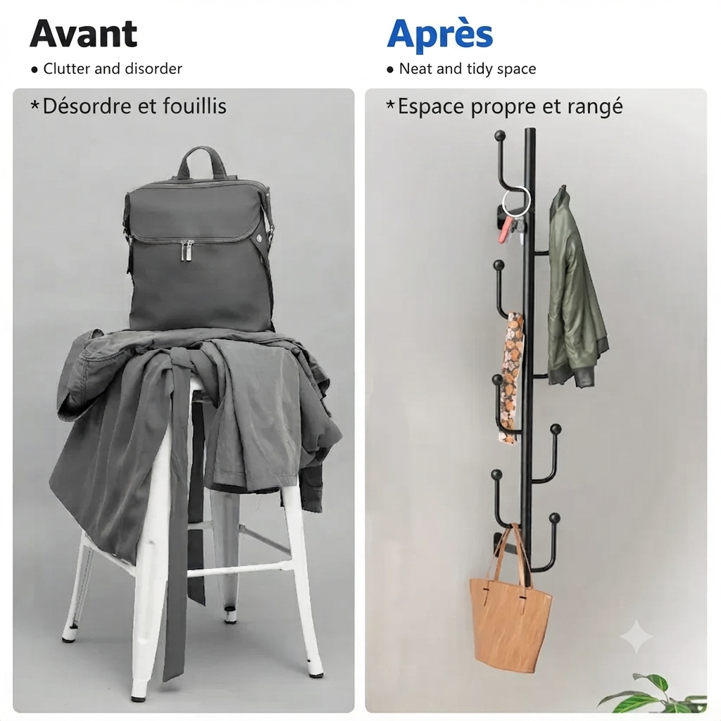 Porte manteau entrée noir créatif cactus