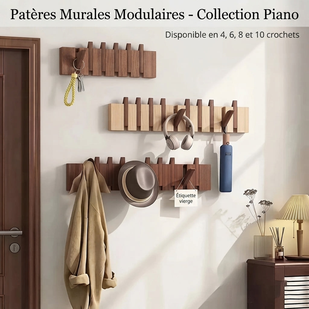 Porte manteau mural en bois design piano