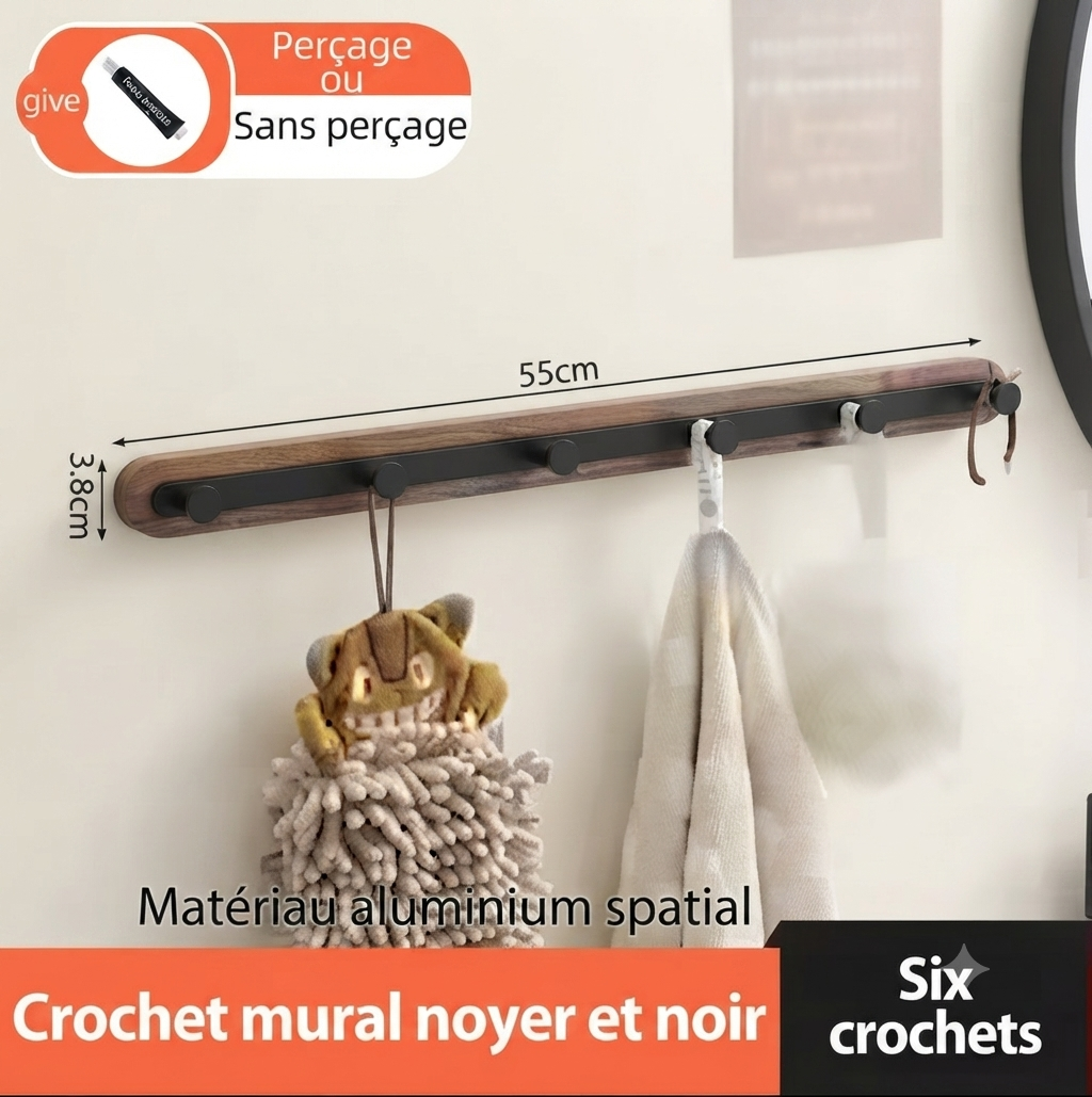 Porte manteau entrée bois et métal noir design contemporain