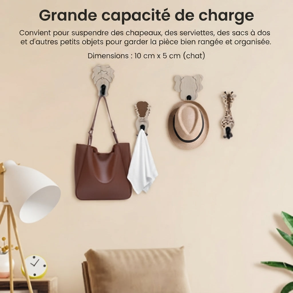 Porte manteau mural en bois à motifs pour enfants