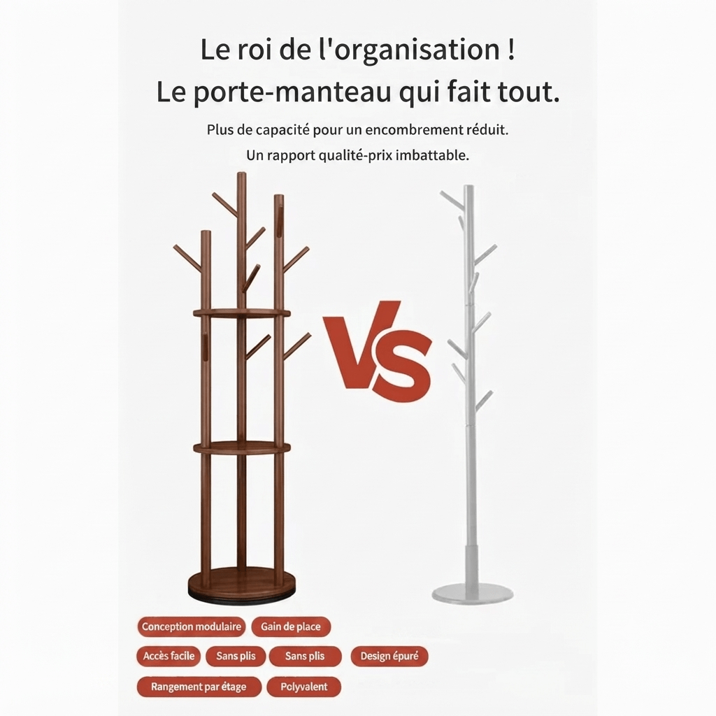 Comparaison porte-manteau multifonction vs standard gain de place