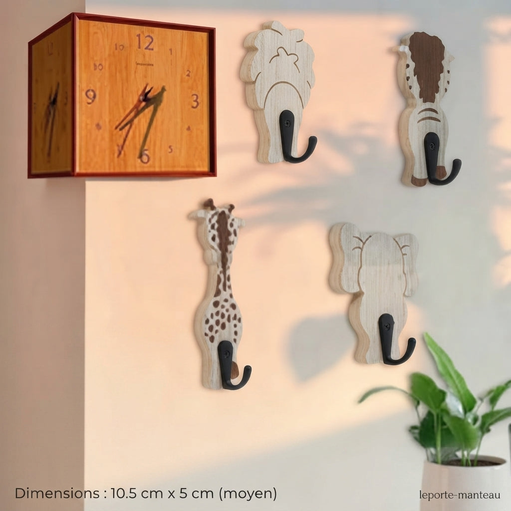 Porte manteau mural en bois à motifs pour enfants