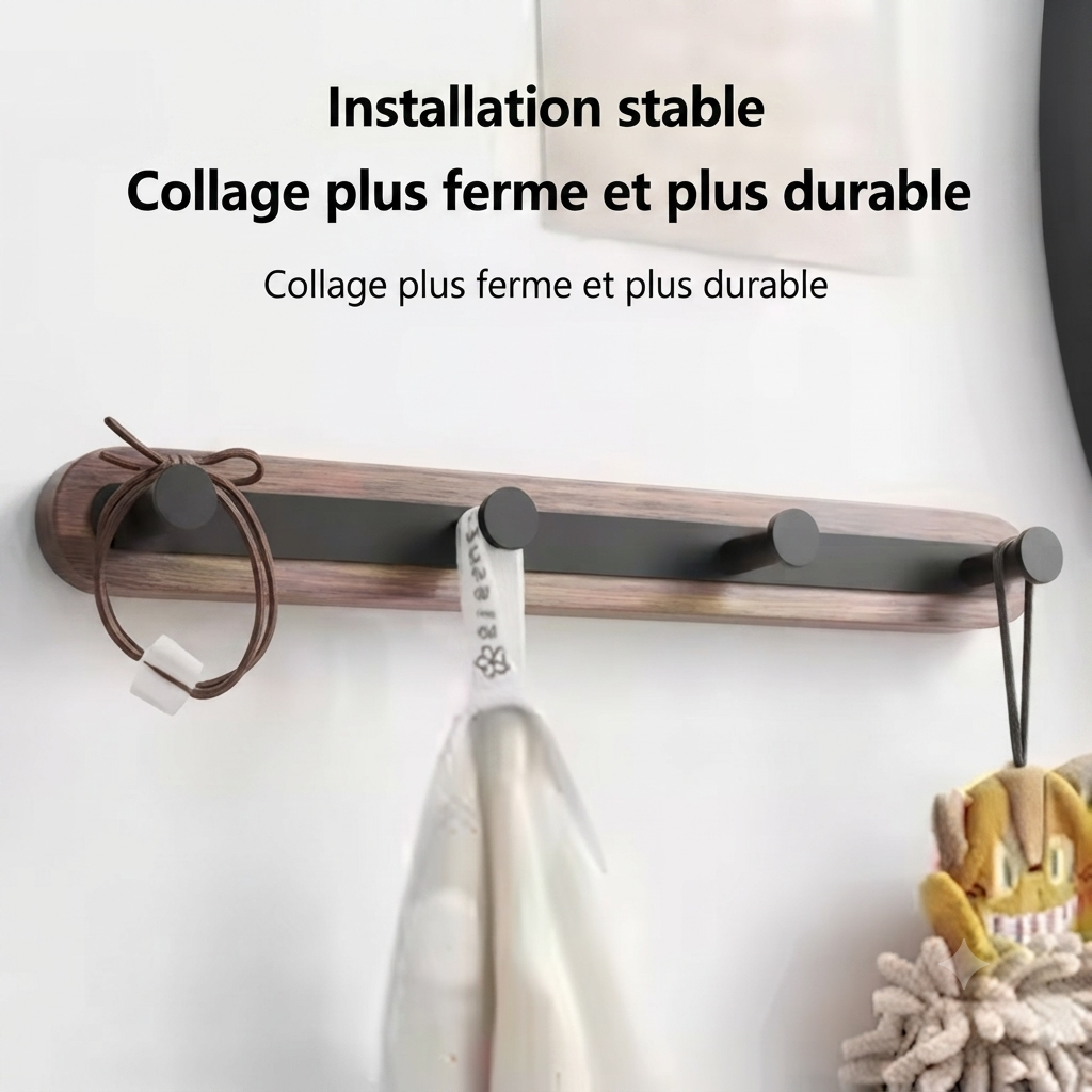 Porte manteau entrée bois et métal noir design contemporain