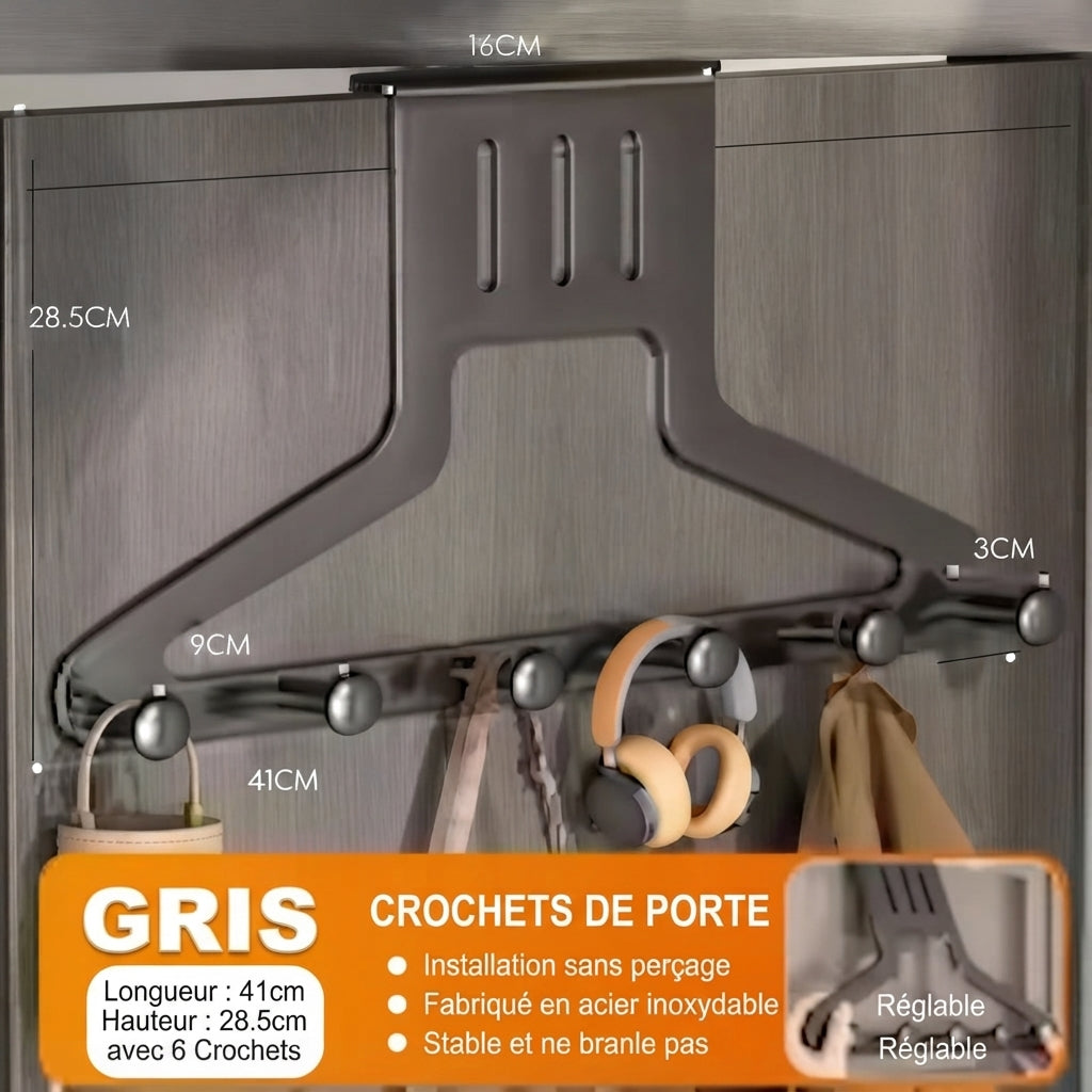 Porte manteau salle de bain 6 crochets installation rapide