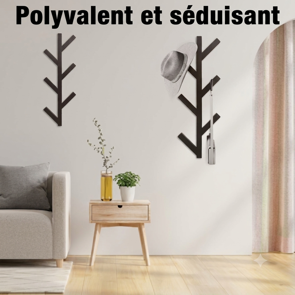 Porte manteau arbre mural en métal