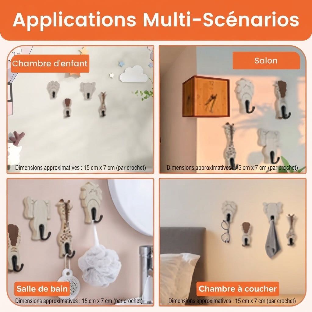 Porte manteau mural en bois à motifs pour enfants