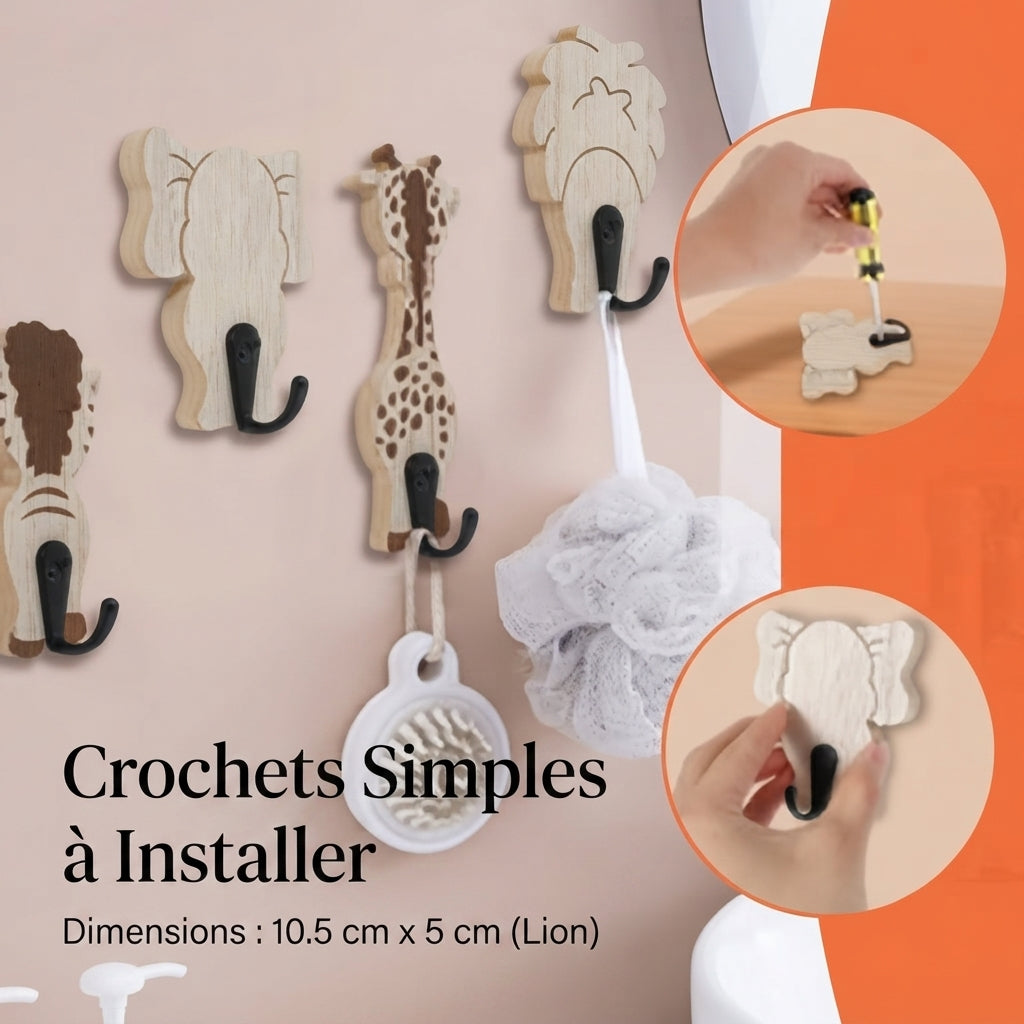 Porte manteau mural en bois à motifs pour enfants