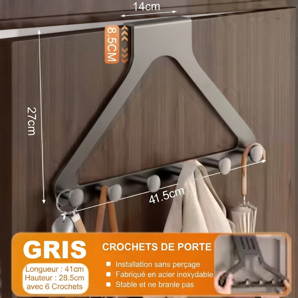Porte manteau salle de bain 6 crochets installation rapide
