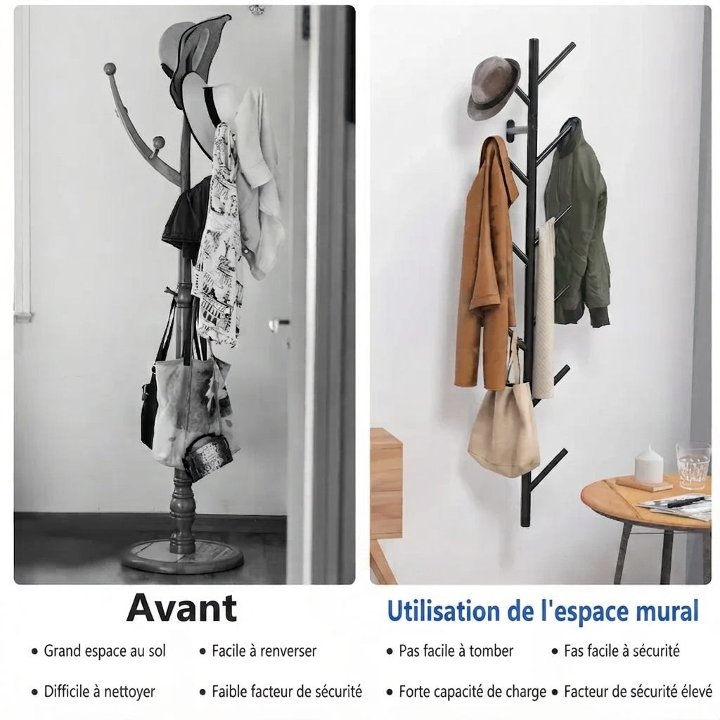 Porte manteau entrée noir créatif cactus