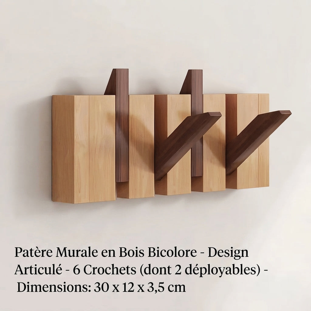 Porte manteau mural en bois design piano