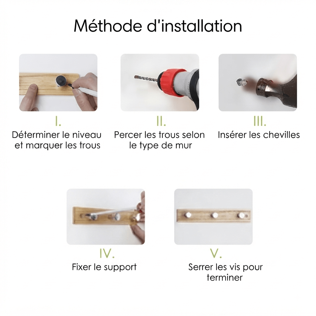 Step-by-step installation guide for mounting the zig zag wall coat rack