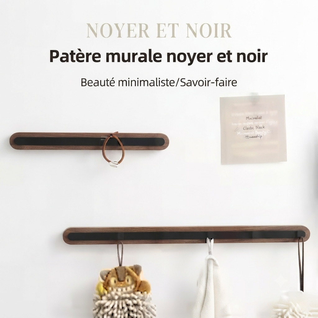 Porte manteau entrée bois et métal noir design contemporain