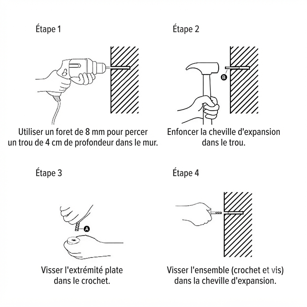 Step-by-step installation guide for drilling and mounting stone wall hook