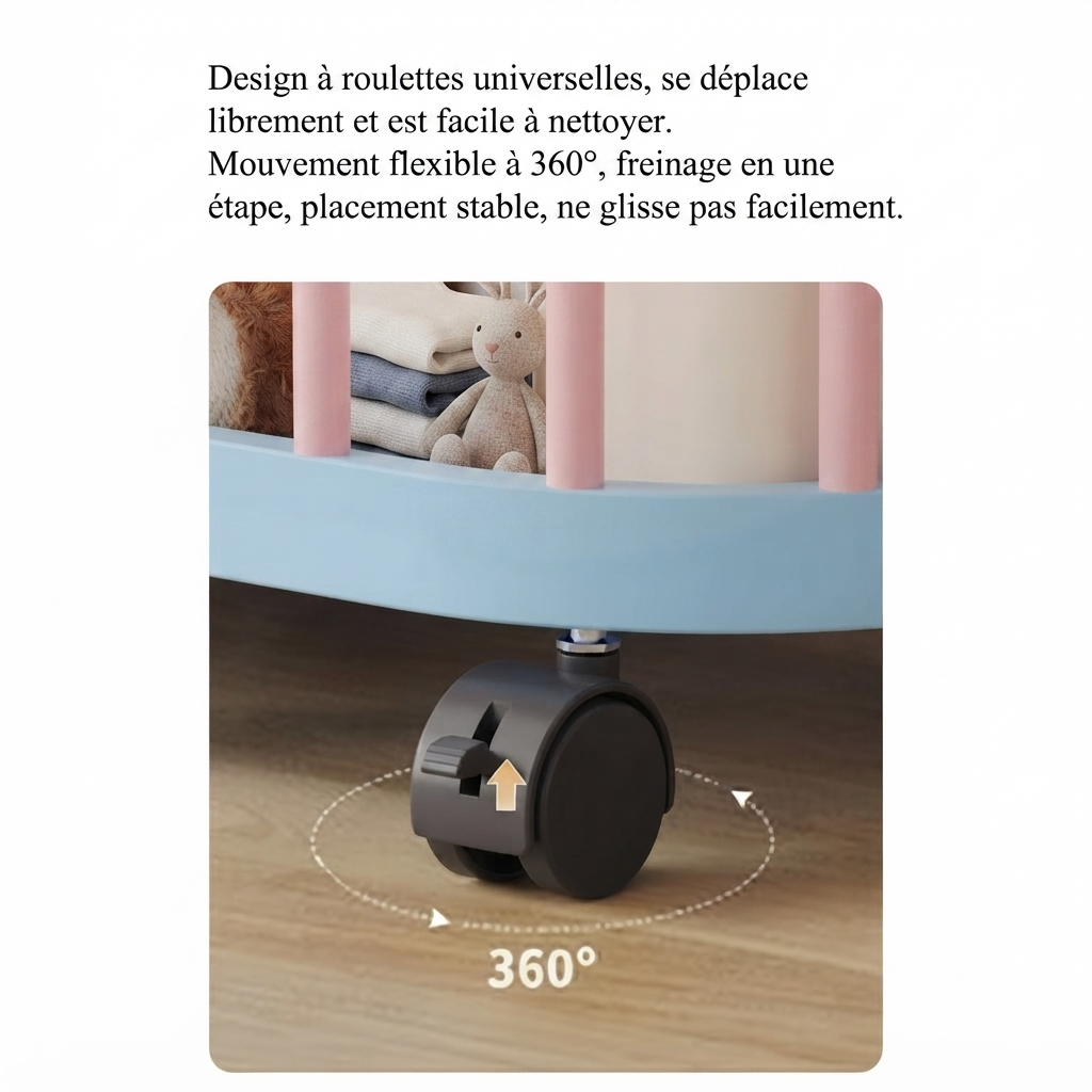 Porte manteau enfant à roulettes bac de rangement forme cactus